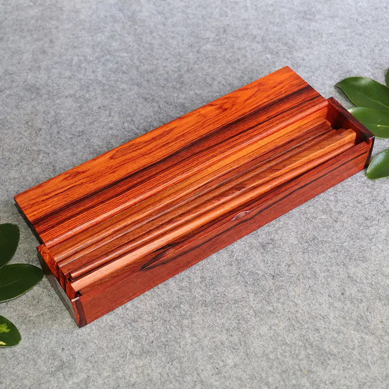 

Mahogany gift long box Burmese sour wood Ordovician sandalwood set 10 pairs of household high-end gift chopsticks in wooden box