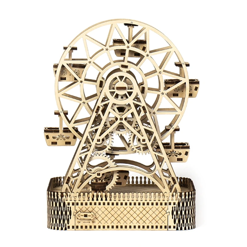 

Wooden Puzzle Sky Wheel Model Kits DIY Mechanical Sky Wheel Handcrafts Jigsaw for Toddler Educational Preschool Gift 3XUC