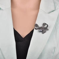 black color rhinestone bow pinsbrooches for women men clothes scarf buckle collar jewelry pins charm bowknot brooches bh200023