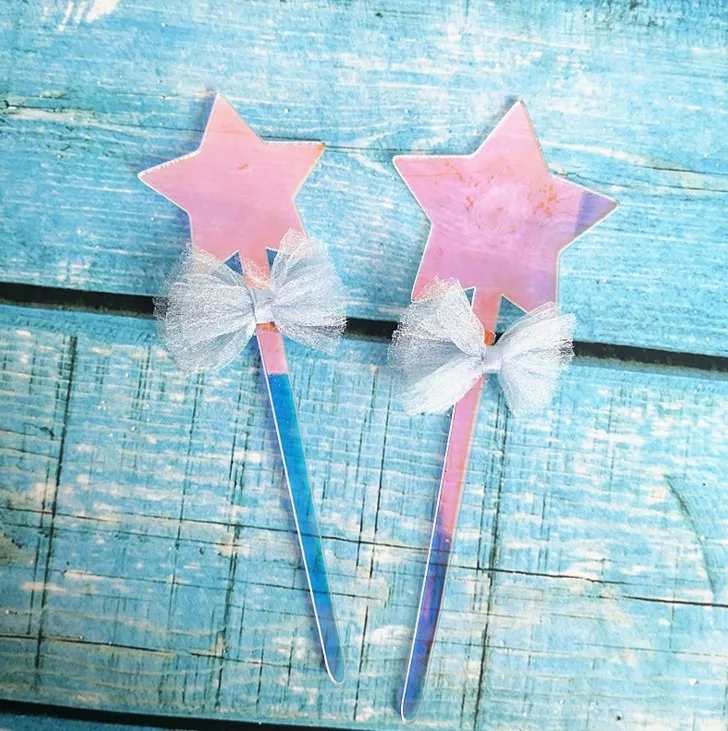 2 шт кавайные Милые Акриловые топперы в форме сердца звезды для кексов украшения