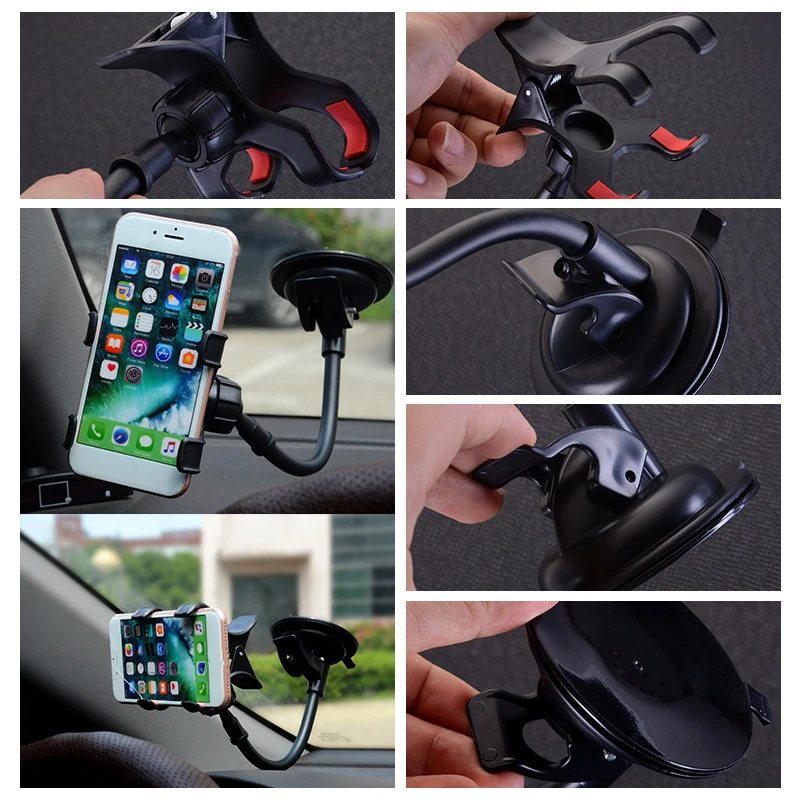 

Car Bracket Holder Auto Black Rearview Mirror 360 degree Rotation GPS Mobile Phone Holder Stand For Xiaomi IPhone Samsung