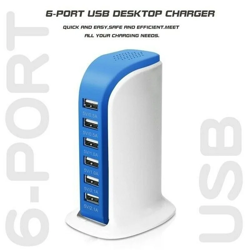 USB Зарядное устройство 30W 6 Порты Мощность адаптер быстрой зарядки станции