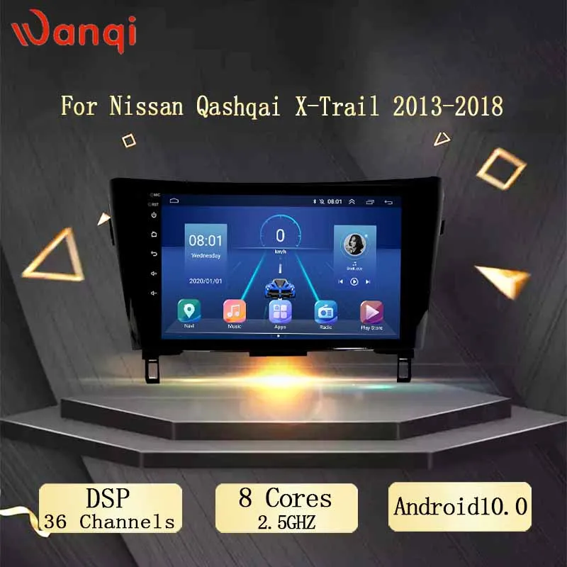 10 1 дюймов Wanqi 0 автомобильный DVD GPS для Nissan Qashqai X Trail 2013 2018 система навигации стерео