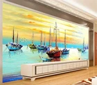 Самоклеящиеся обои на заказ, 3D фотообои, картина маслом, лодка, комната, гостиная, задний фон, картина на стену, желтые Большие лодки