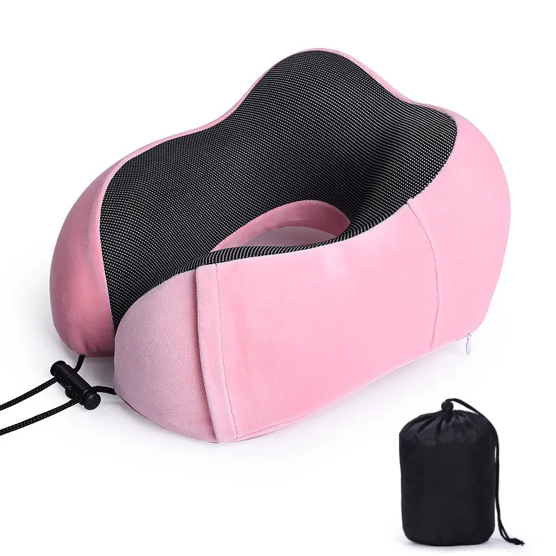 

U Shaped Memory Foam Neck Pillows Soft Slow Rebound Space Travel Pillow with Bag Neck Cervical Healthcare Bedding Drop Shipping