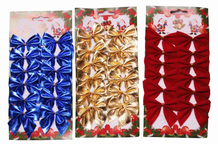 

12pcs Christmas Bow Christmas Tree Pendant Decoration Garland Curtain Christmas Craft Outdoor Decoration New Year