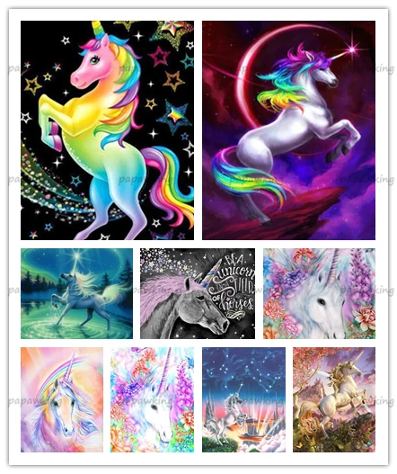 

Diy 5D Diamond Painting Cartoon Magical Unicorn Cross Stitch Full Drill Square Diamond Embroidery Mosaic Icon Crystal Home Decor