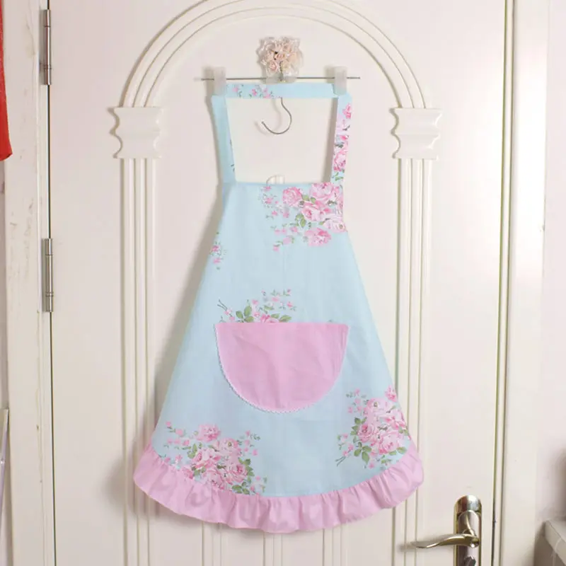 

New cotton cloth princess apron print floral cleaning apron kitchen aprons for women baking mats helper Sleeveless Apron sale
