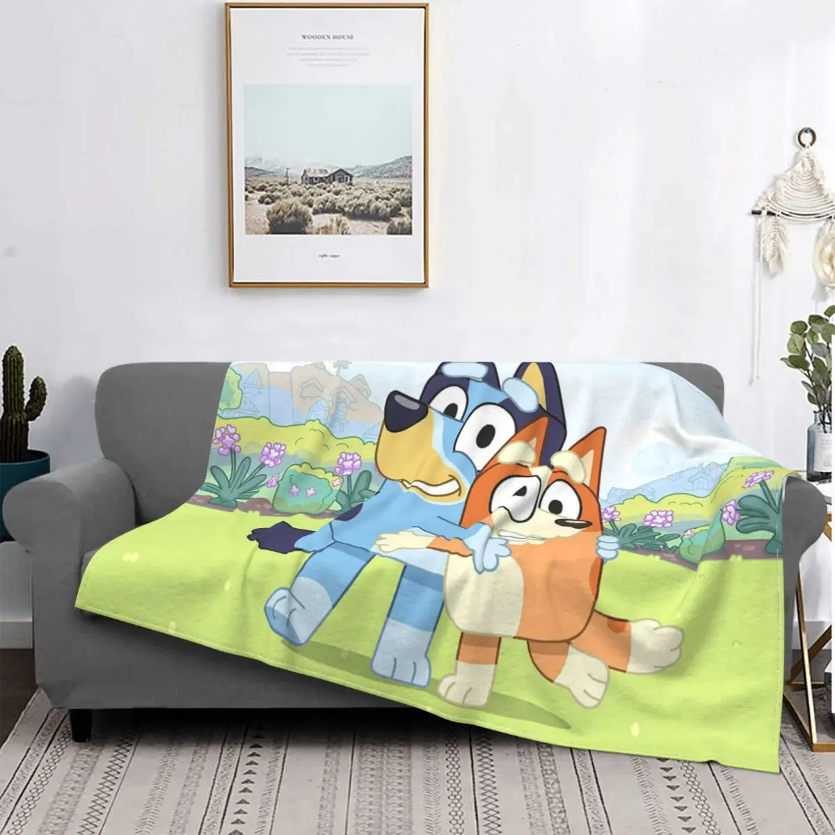 

Одеяла Bluey в стиле бинго, покрывало из кораллового флиса, семейное постельное белье для спальни
