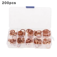 200pcs copper washers crush seal assortment assorted set set of 200 oil drain plug washers coppers new 1372 3cm copper washers