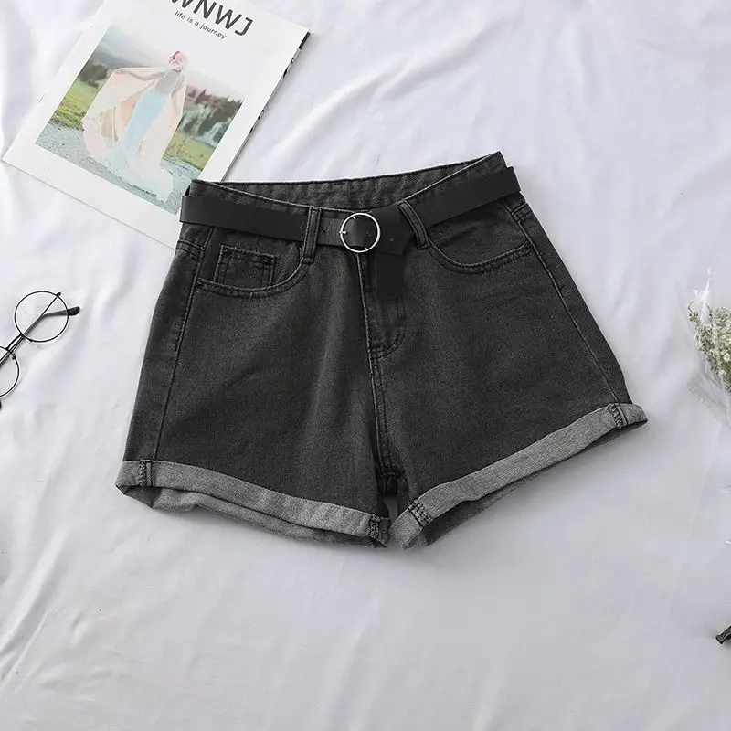 

Women Shorts Denim Summer Crimping Solid Wide-leg Washed Slim A-line Womens Students Korean Style Trendy All-match Chic Ulzzang
