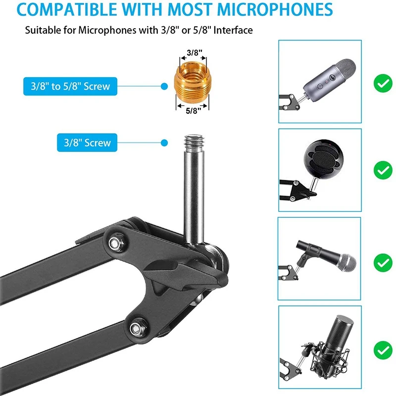 hot sale microphone boomadjustable suspension scissor armwith mobile phone holderfor blue yetisnowball and other microphones free global shipping