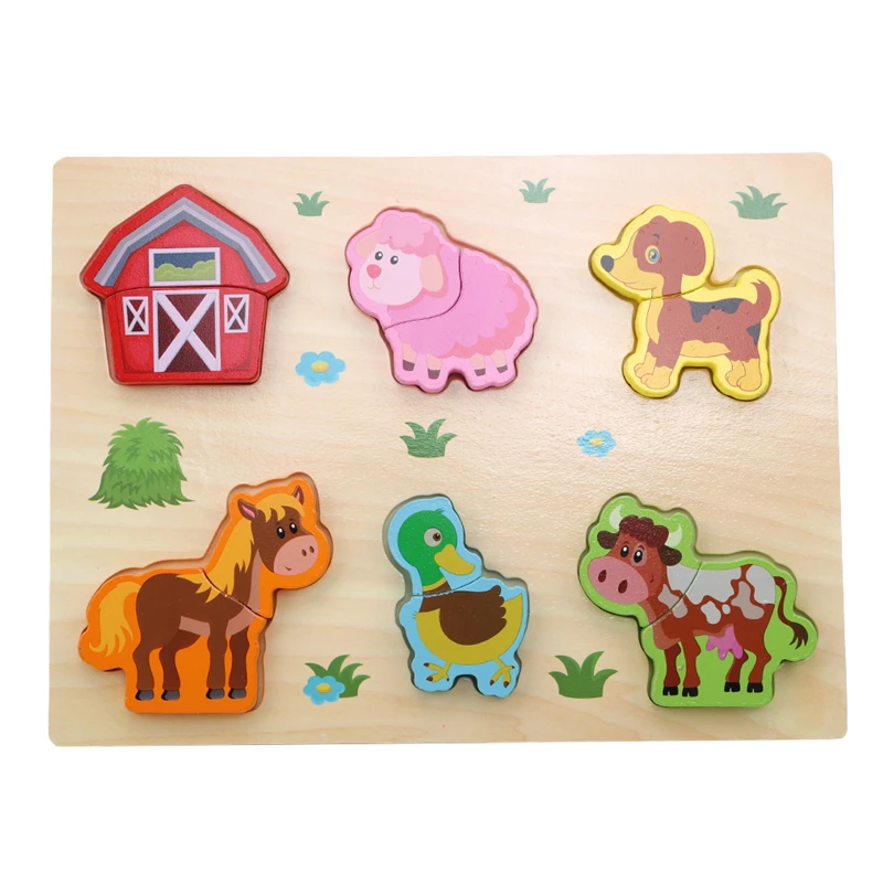 

Cartoon Animal Fruit Vehicle Matching Board Game Baby Toys 3D Puzzle Wooden Toys Children Early Educational Birthday Xmas Gift