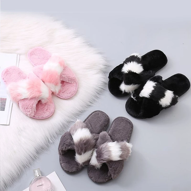 Домашние женские удобные домашние тапочки Нескользящие мягкие зимние Цветные