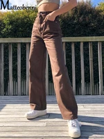 2021 autumn new vintage baggy brown jeans women streetwear loose high waist trousers harajuku fashion cotton denim sweatpants