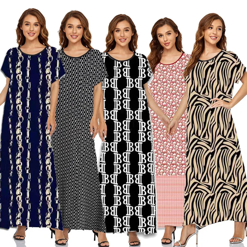 

Eid Muslim Women Abaya Dress Dubai Print Dresses Mubarak Turkey Islamic Clothing Caftan Marocain Kaftan Vestido Musulmane Femme