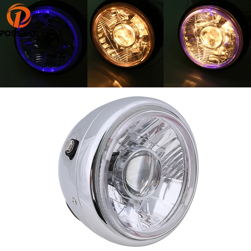 Хромированные винтажные мотоциклетные галогенные фары POSSBAY угловые для