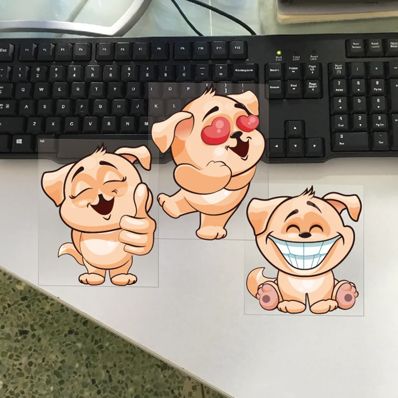 Милые Мультяшные наклейки с рисунком каракули и собаки декоративные на корпус