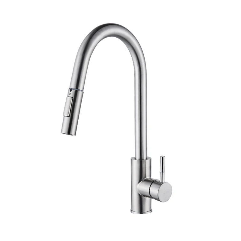 FMHJFISD кухонный кран матовый золотой выдвижной кухонный кран для раковины, водопроводный кран с одной ручкой, смеситель, вращающийся на 360 градусов, кухонный смеситель для душа - Цвет: Brushed Nickel