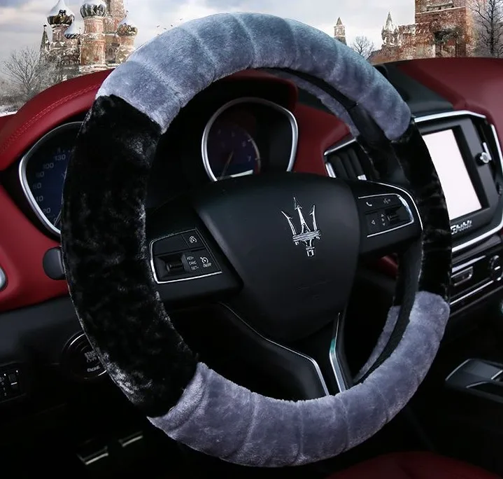 Зимние супермягкое плюшевое чехол рулевого колеса автомобиля универсальный, теплое пальто с искусственным мехом для маленьких Авто Руль на рулевое колесо 37/38 см