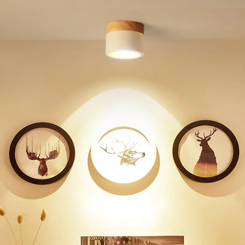 Современные потолочные светильники в скандинавском стиле железный + деревянный