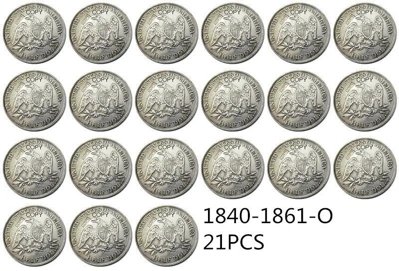 США полный комплект (1839-1879 )P O CC 51 шт. свобода сидя половина доллара Посеребренная