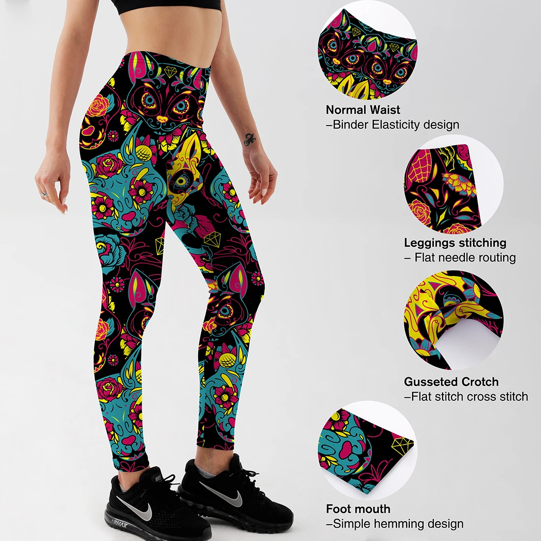 Женские леггинсы для фитнеса Qickitout эластичные штаны карандаш с цифровым принтом