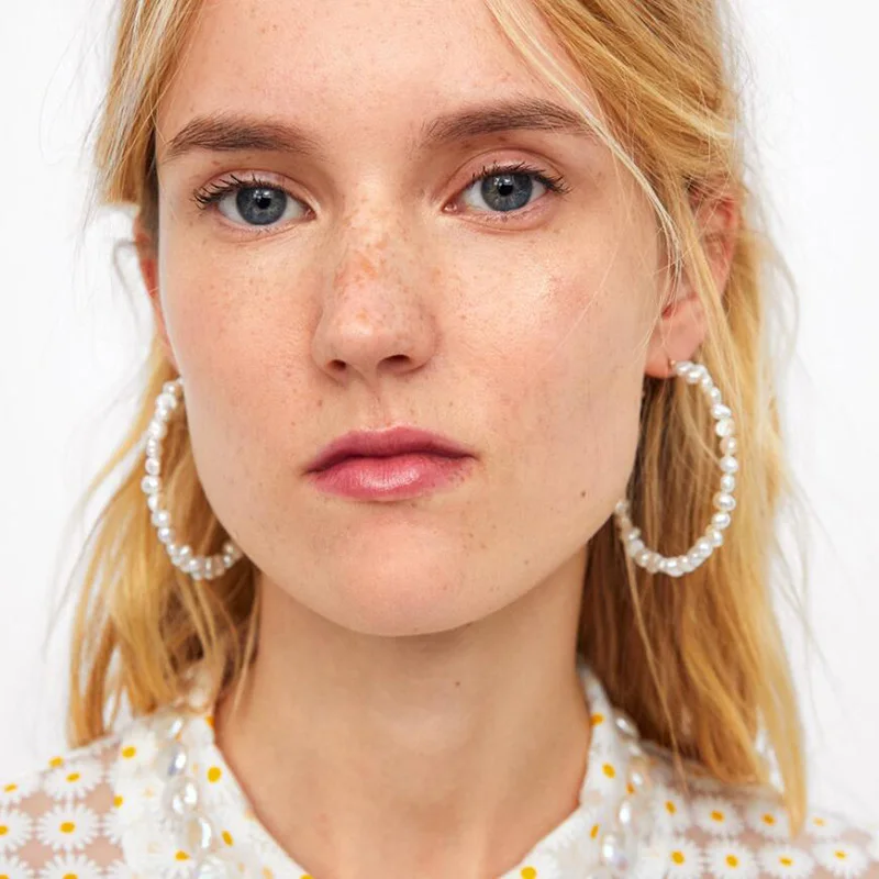 Женские серьги с искусственным жемчугом большие в Корейском стиле эффектные