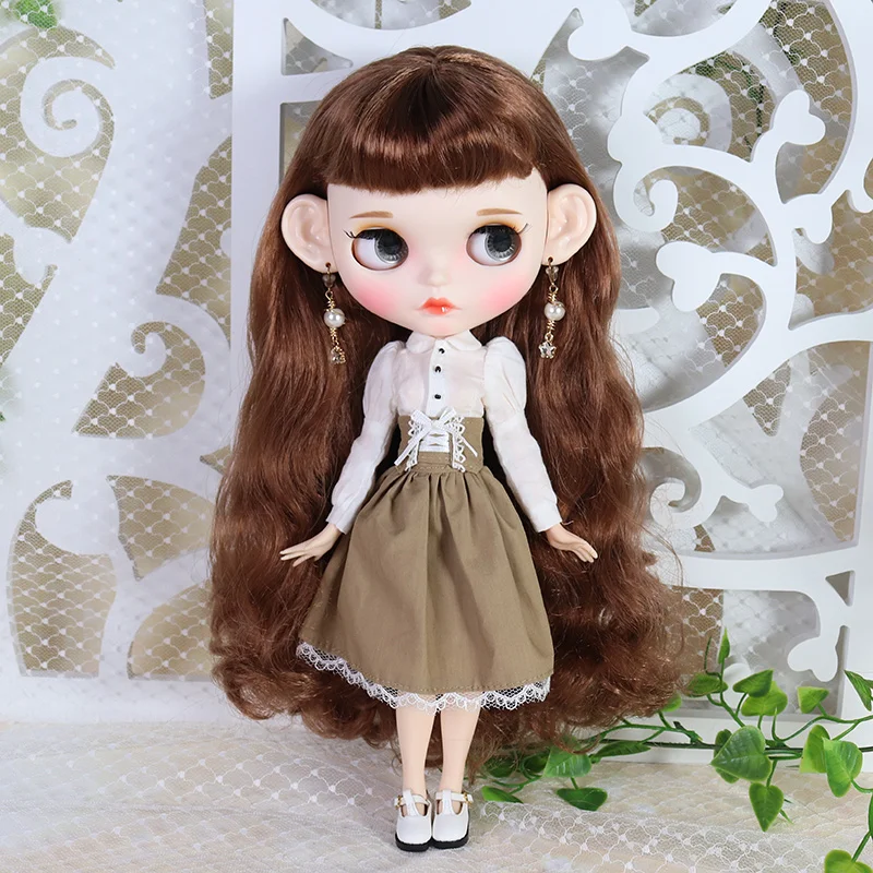 Fortune Days ICY Blyth кукольная одежда белая рубашка коричневая/черная юбка подходит для 1/6 куклы azone blyth