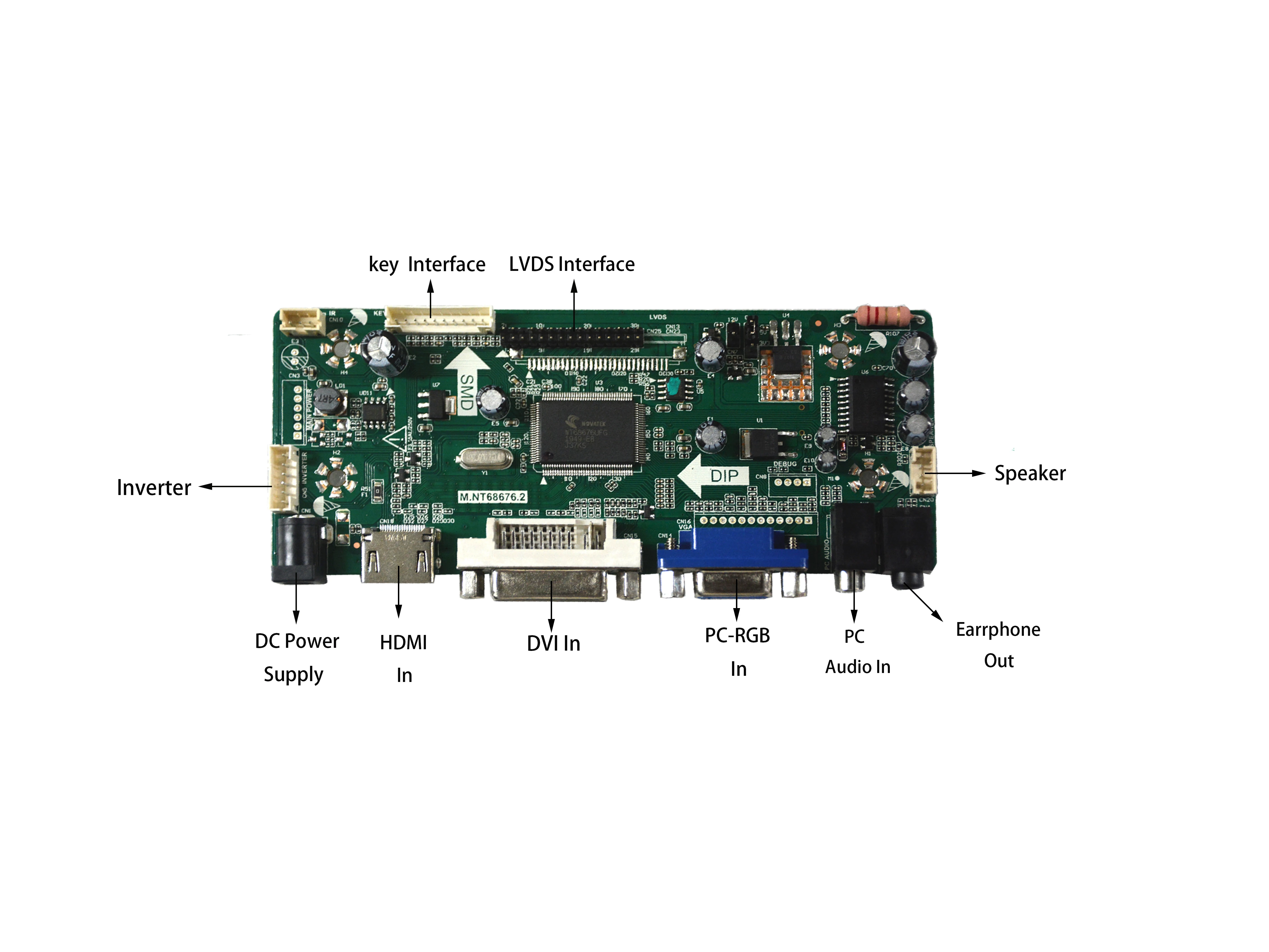 M.NT68676.2A VGA DVI HDMI LCD Controller Board For V185B1-LE1 V185B1-LE2 18.5inch 1366x768 LVDS TFT
