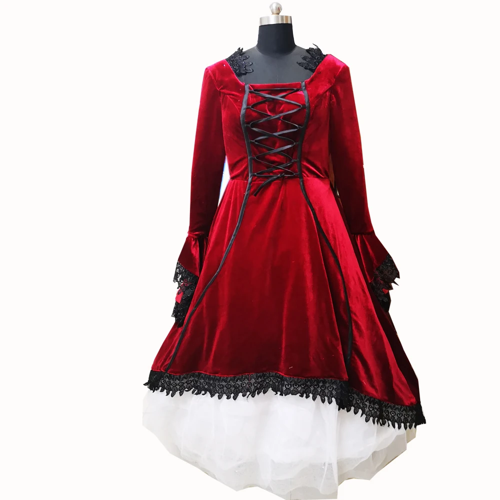 2021 новые красные викторианской Хэллоуин Косплэй платье колониальный грузинский