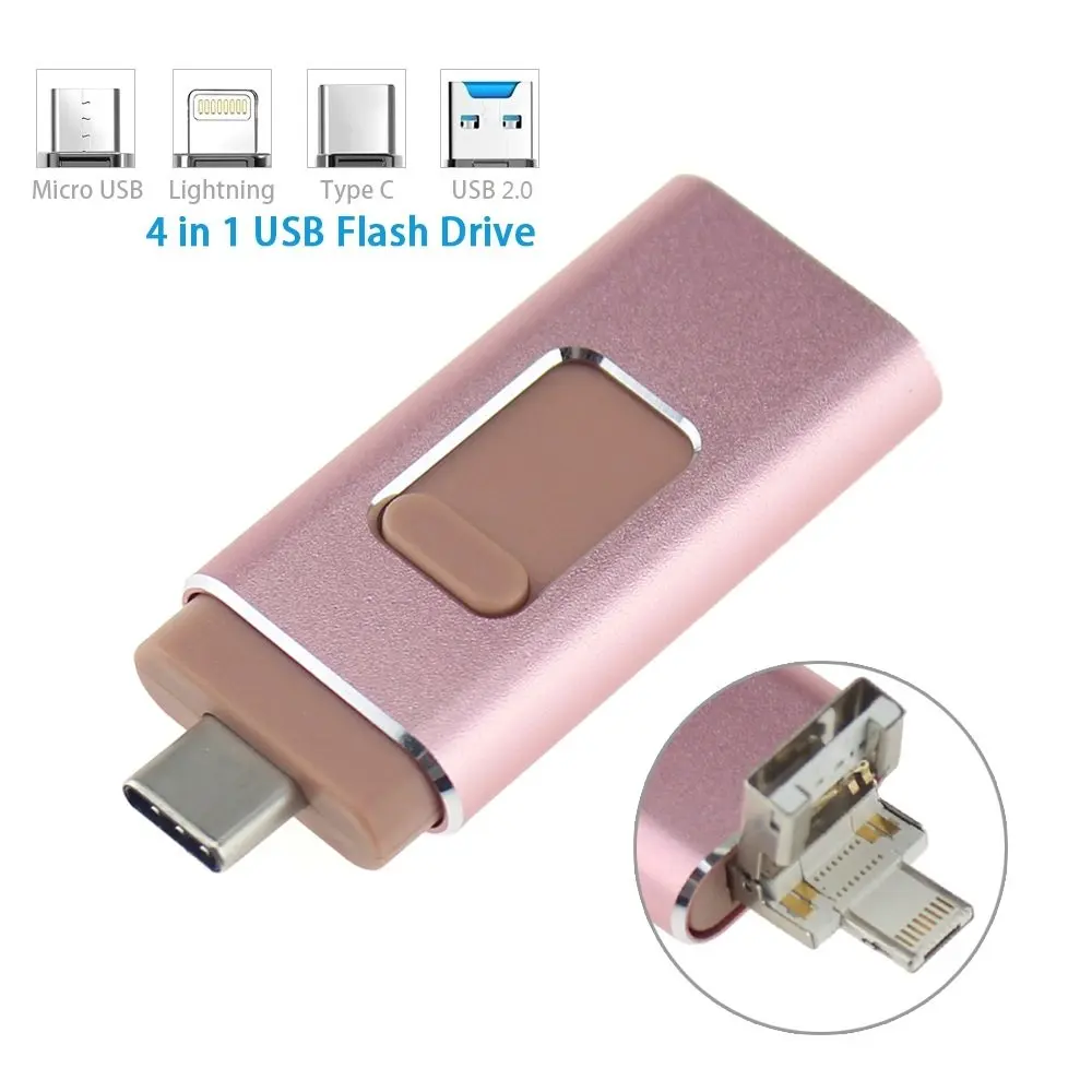 

Флеш-накопитель 4 в 1, USB 3,0, Micro USB Type-C, для iPhone, iPad, 128 ГБ