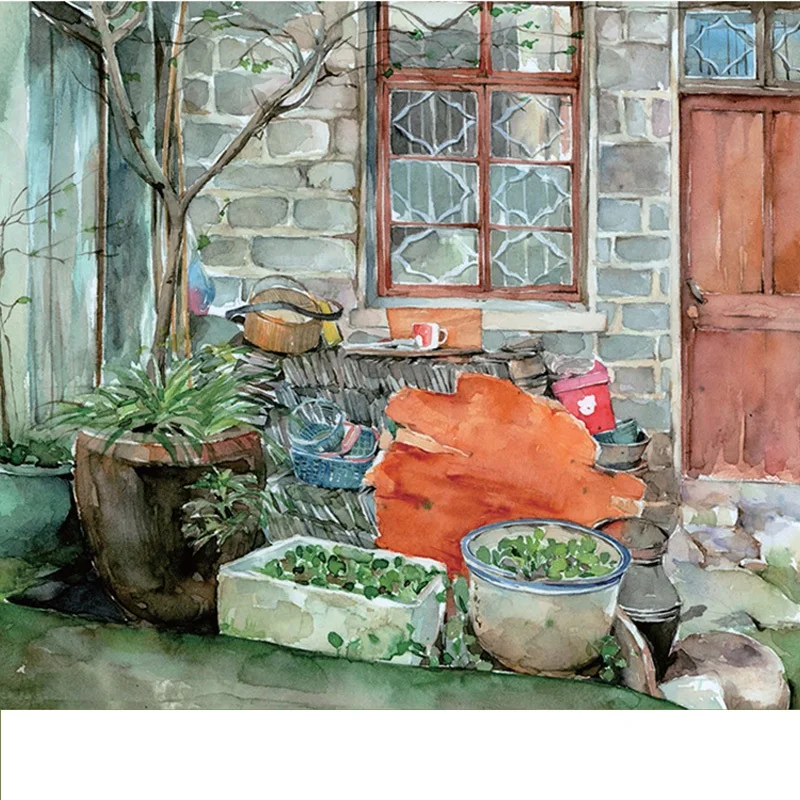 

Warm time in the corner series Watercolor painting book Watercolor landscape drawing coloring tutorial book