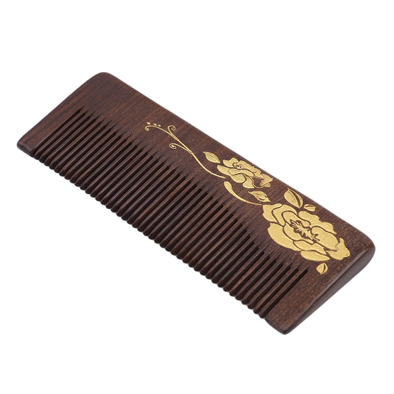 Двухсторонняя деревянная расческа в винтажном стиле из черного дерева ручная