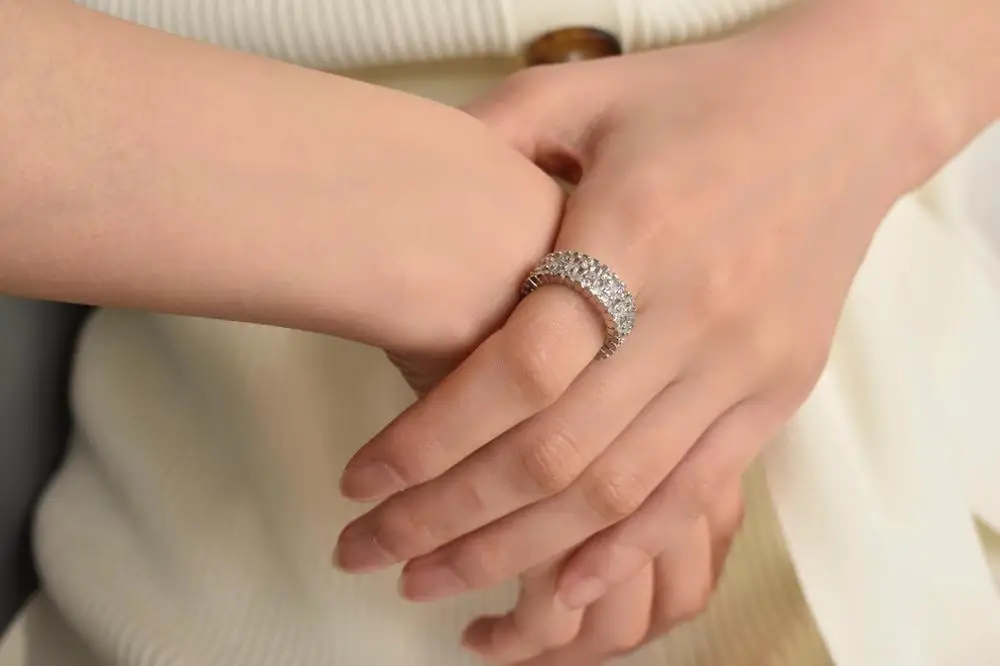 Женское кольцо с цирконом Классическая модная цепочка преувеличенное блестящее