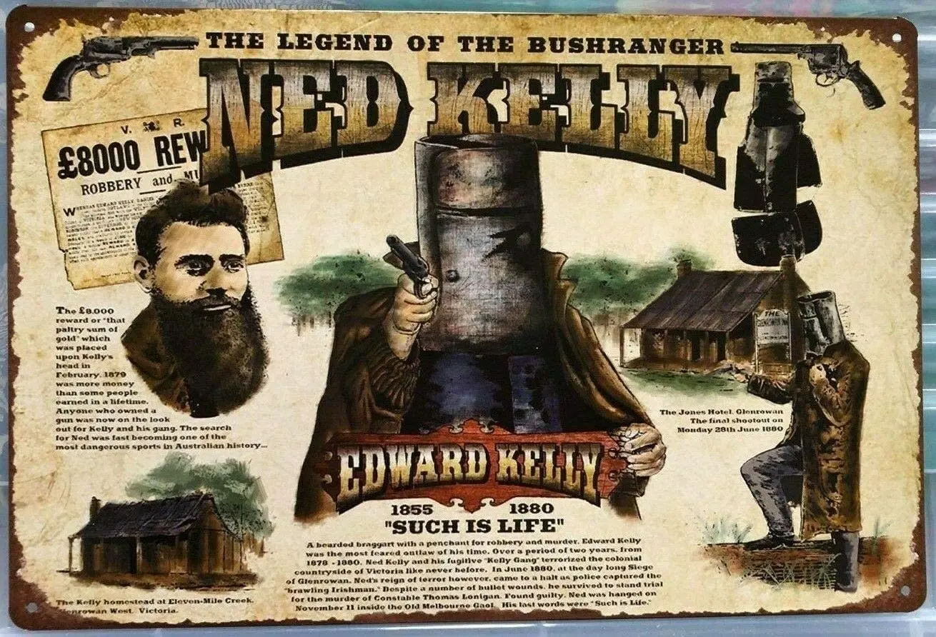 

JUCHen Ned Kelly 12 X 8 Inches Novelty Sign Metal Aluminum Sign Wall Sign Plaque Poster for Home Bathroom an