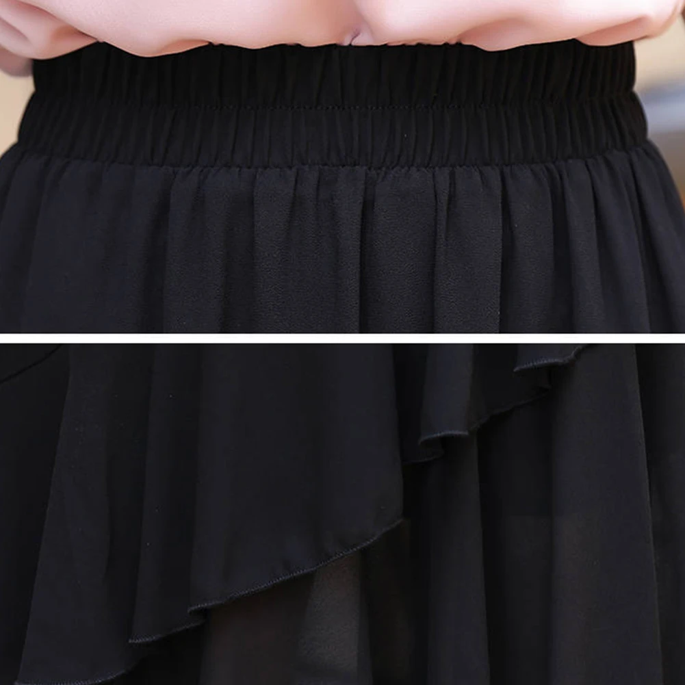 Модная женская черная эластичная юбка средней длины с высокой талией