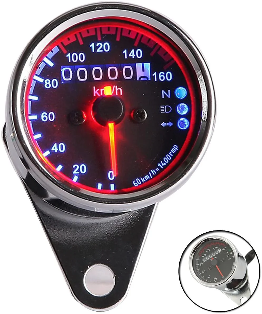 

Motorcycle Tachometers Speedometers Universal Backlit Dual Odometer Speed Gauge LED Backlight Neutral Headlight Turn Signal