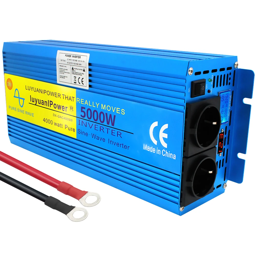 $59.99 2000W 3000W 4000W LED Display Inverter DC 12V To AC 220V Pure Sine Wave Transformer Voltage Converter 12 220 Power Auto Inversor