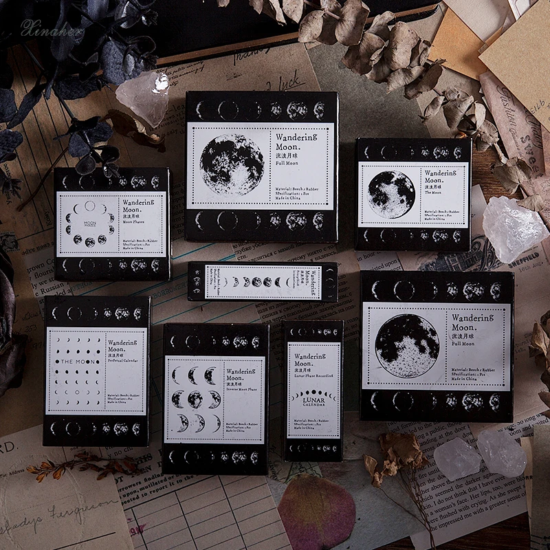 Винтажные лунные фазы лунное оформление календарей штамп деревянные и резиновые