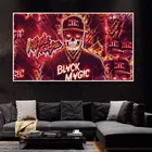 Плакат с аниме-играми, настенное художественное оформление, картина с красным пламенем, черепом с шапкой, холщовая картина на стену, украшение для гостиной, коридора