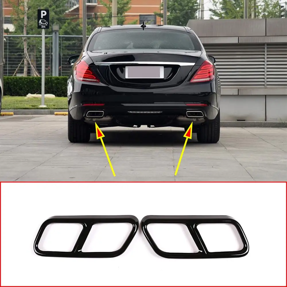 Глянцевая черная сталь хромированная выхлопная труба Накладка для Mercedes Benz S Class