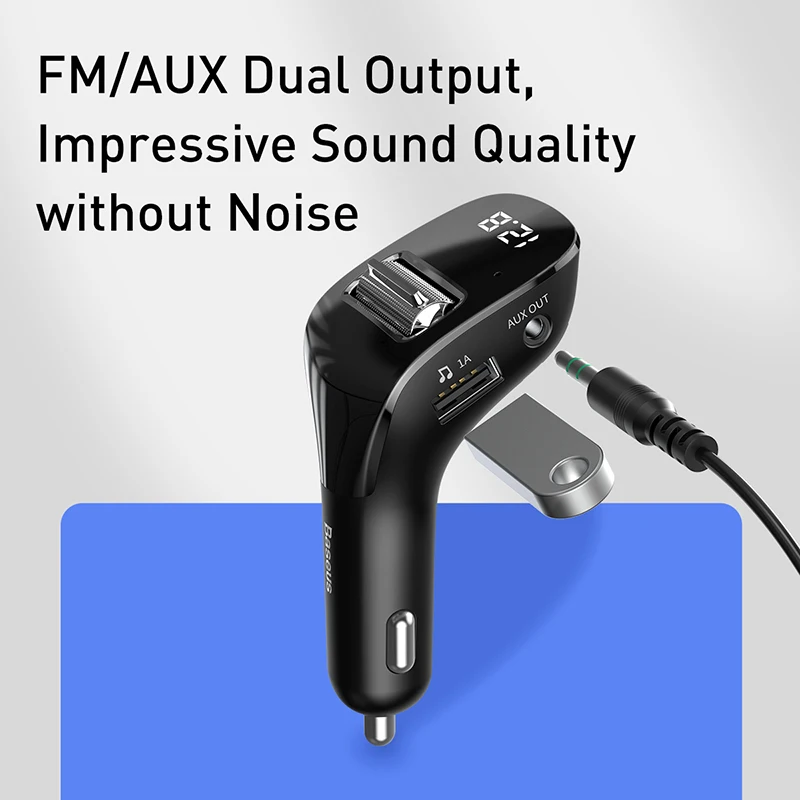 Baseus автомобильный fm передатчик Bluetooth 5 0 AUX громкой связи гарнитура для