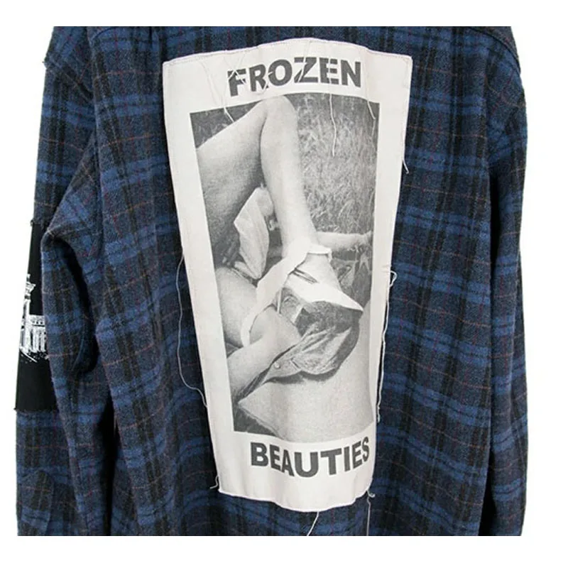 

Heavy Fabric Flannel Wool Plaid Coats Patch Pattern Kanye West ERD Jacket Men Women 1:1 Loose Vintage Outerwear