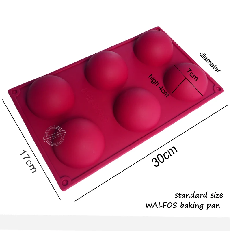 

WALFOS Food Grade 6 Cavity Silicone Cake Mold Non-Stick Baking Pan Pastry Tools for Soap, Muffin, Brownie, Pudding and Jello