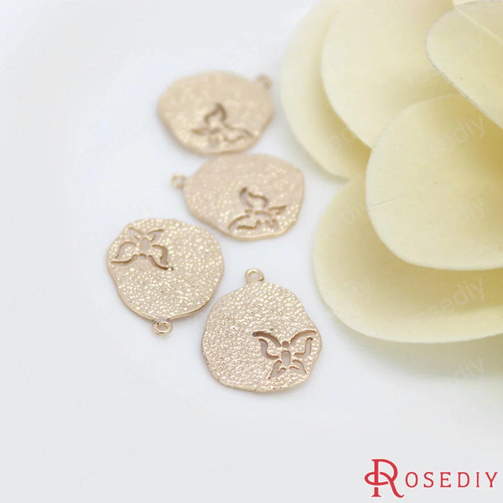 (D424)6 штук 13.5x17 мм позолоченные латунные подвески в виде бабочки 24 к цвета