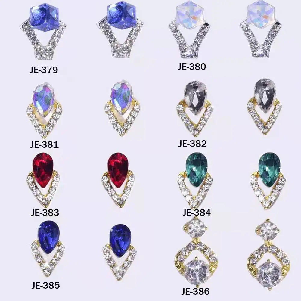 

10Pcs 3D Alloy Nail Art Rhinestone Crown/Square/Rhombus Crystal Diamonds Stone Jewelry 2020 New Strass Accessoires JE379-JE406