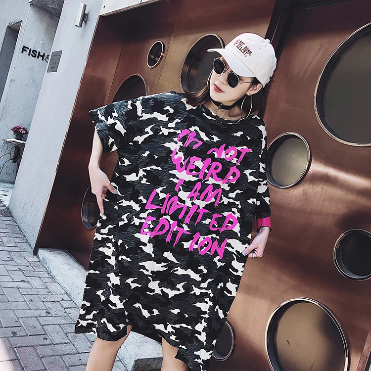 Летняя футболка большого размера 2020 Женская Длинная свободная повседневная