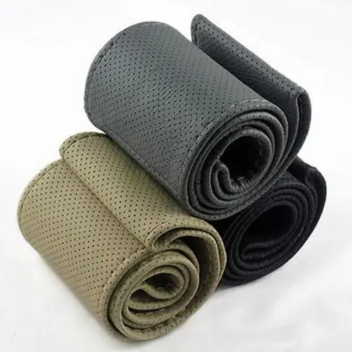 

38X10.5cm DIY Faux Leather Car Auto Steering Wheel Cover Protection with Needle Thread Kit Interior accessories New Hot Sale