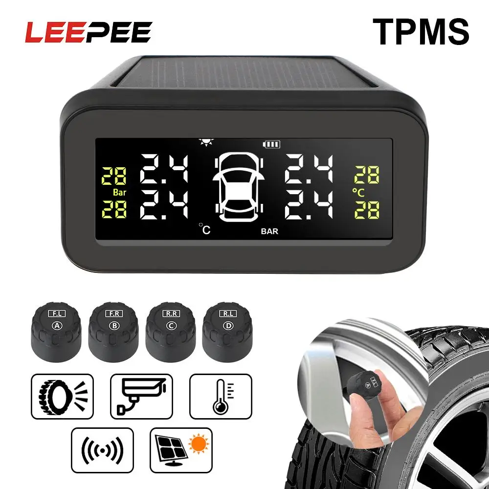 

LEEPEE автомобильный Солнечный TPMS датчик давления в шинах Предупреждение температуры в реальном времени система мониторинга давления в шинах